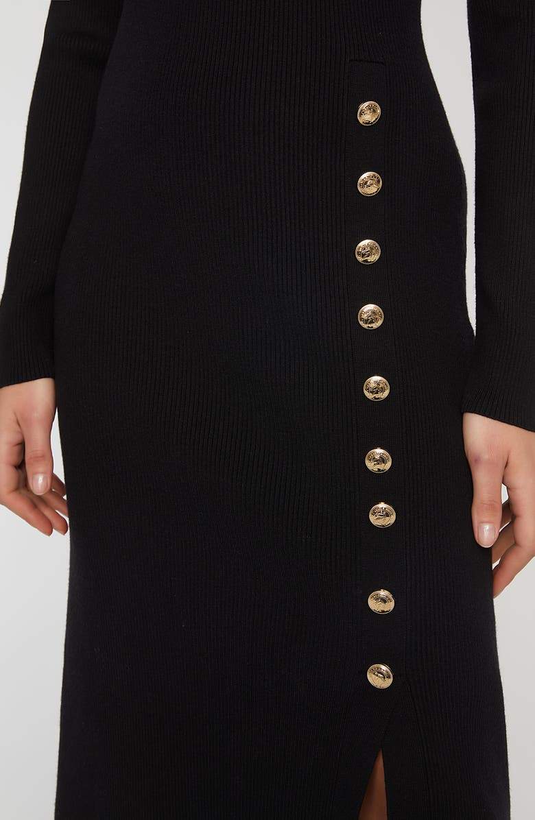 Chic Buttons Long Sleeve Sweater Maxi Dress