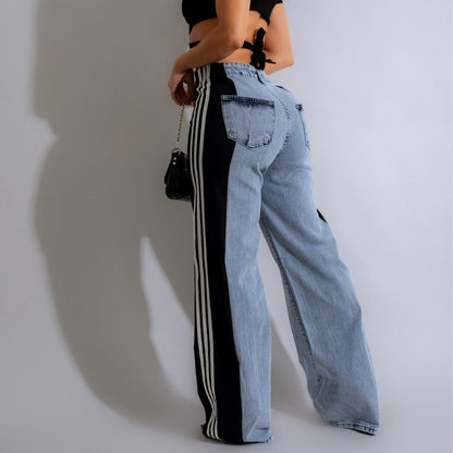 Panelled 3-Stripes Wide-Leg Jeans