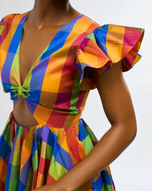 Colorful Striped Cutout Sleeveless Mini Dress