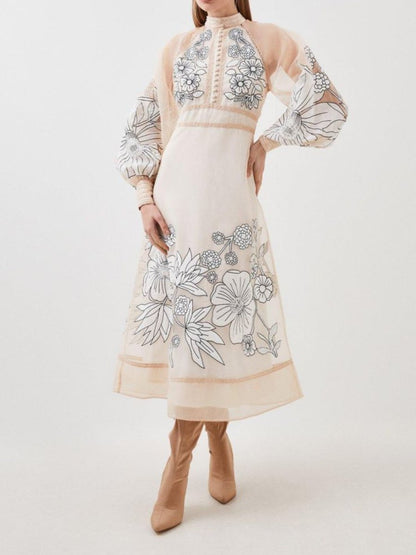 The Elegant Floral Midi Dress【Free Shipping】