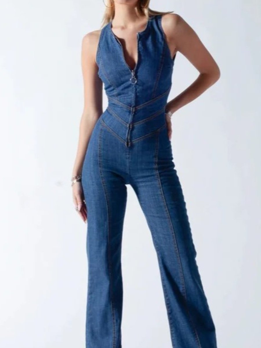 Chic Sweet Back Denim Jumpsuit