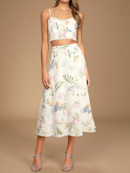 Floral Embroidered Two-Piece Dress