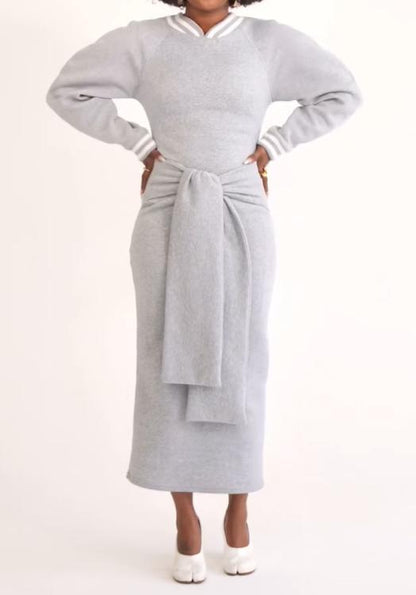 Grey Casual Sweater Dress