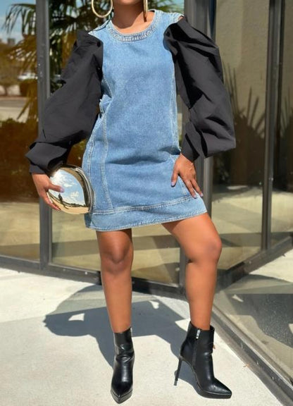 Removable Stylish Denim Short Dress