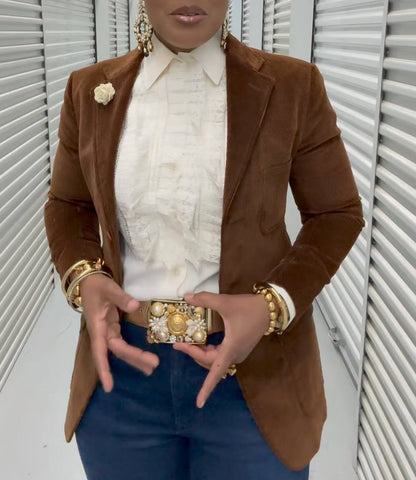Brown floral formal & casual blazer