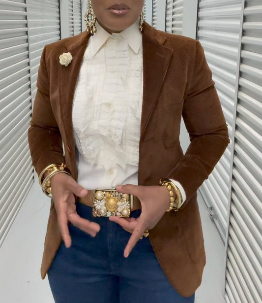 Brown floral formal & casual blazer