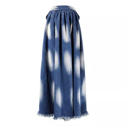 Stylish Tie-Dye Blue Denim Skirt/Dress