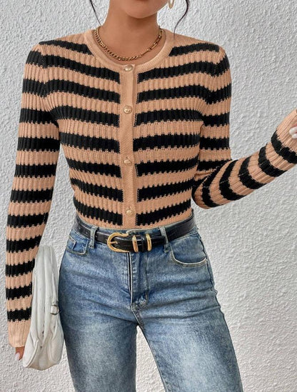 Striped Button Cardigan