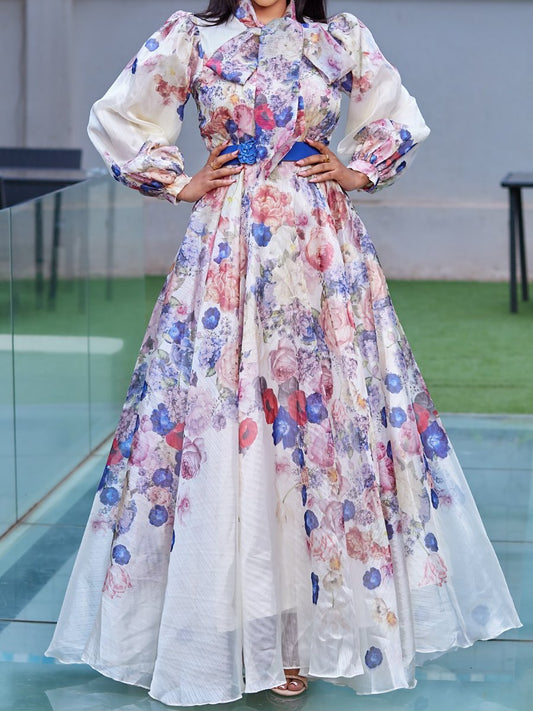 Floral Elegant Maxi Shirt Dress