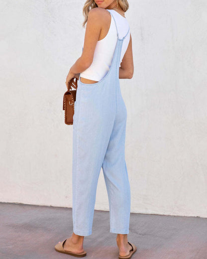 Summer suspender straight overalls