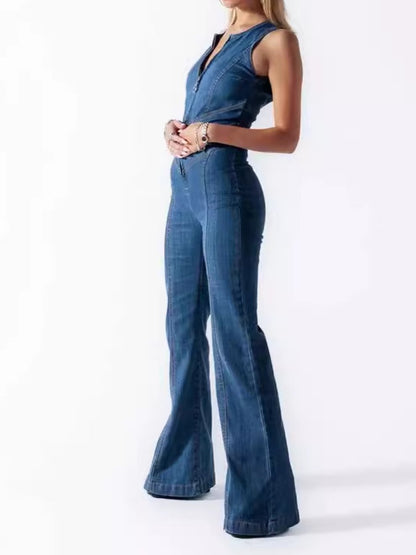 Chic Sweet Back Denim Jumpsuit