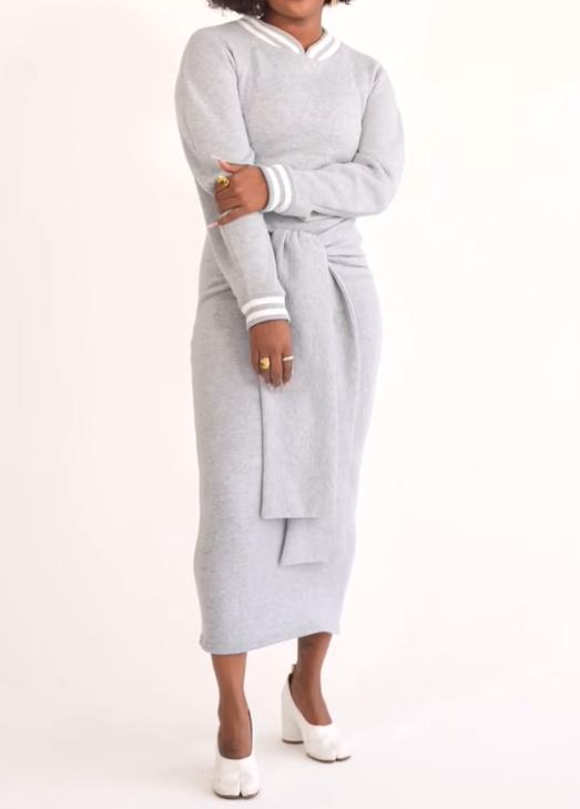 Grey Casual Sweater Dress