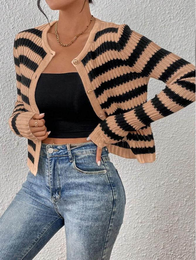 Striped Button Cardigan