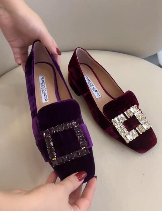 Rhinestone suede women's shoes