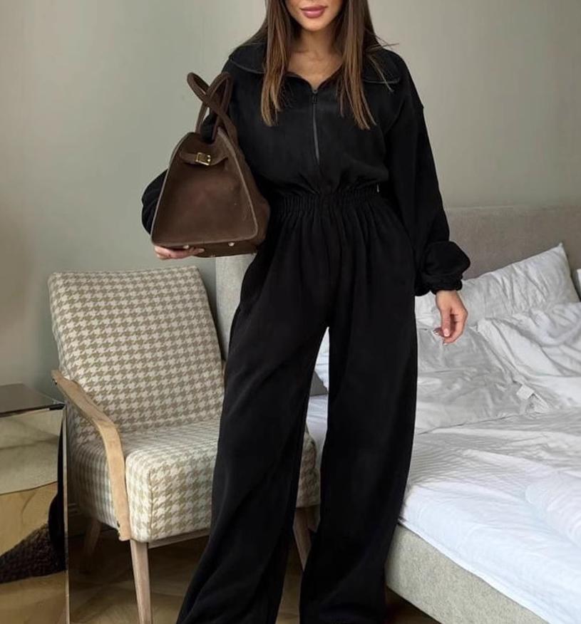 Casual elastic waist jumpsuit