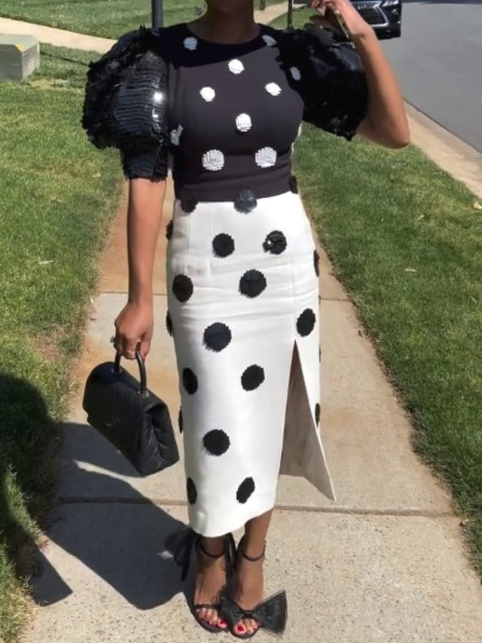 Demure Polka Dot Midi Dress