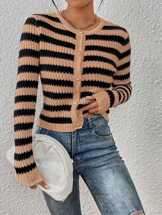 Striped Button Cardigan